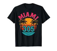 MIA 305 Miami Florida Retro South Floridian Beach Fiesta de los 80 Camiseta