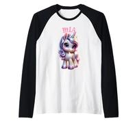 MIA - Bonito diseño de Unicornio para niñas con Nombre MIA Camiseta Manga Raglan