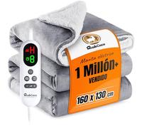 Mia&Coco Manta eléctrica Apagado automático, 160 x 130 cm, 10 Niveles de Calor, Temporizador de Apagado automático de 9 Horas, protección contra sobrecalentamiento, Lavable a máquina, Gris