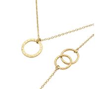 MIA ESENCIA Conjunto de Joyería Mujer Chapado en Oro - Collar con Colgante de Círculo Martillado y Pulsera de Doble Aro Entrelazado - Set de Regalo Elegante con Caja de Presentación