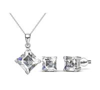 Mia Grace Jewellery MGJ™ - Juego de colgante y pendientes de cristal Swarovski para mujer, collar hipoalergénico con dije de 10 mm, incluye caja de regalo, bolsa y tarjeta de Navidad, 18 Millimeters