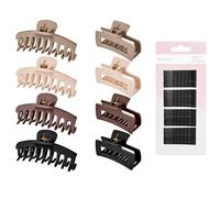 Mia Klein Kit de pinzas para el cabello para mujer, incluye pinzas para el pelo, 8 piezas y 60 horquillas negras de 2 pulgadas para todo tipo de cabello, pinzas antideslizantes mate de 4.3