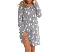 MIA LUCCE Camisón de manga larga para mujer, camisón de algodón, camisón de dormir, vestido de casa, camisón suave y ligero, vestido de noche para mujer, pingüino, M