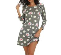 MIA LUCCE Camisón de manga larga para mujer, camisones, ropa de noche de algodón, camisa de dormir, vestido de dormir, vestido de casa, camisón para mujer suave y ligero, ropa de descanso, vestido de