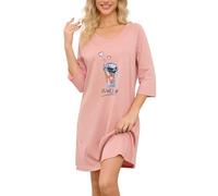 MIA LUCCE Camisón de manga larga para mujer, manga 3/4, camisón de manga corta, algodón, camisón para dormir, vestido de casa, camisón suave y ligero, vestido de noche para mujer, M