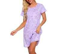 MIA LUCCE Camisones de Mujer Verano Algodon Camisón Mujer Verano Suave Estampado Vestidos de Casa Señora S-XXXL