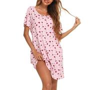MIA LUCCE Camisones de Mujer Verano Algodon Camisón Mujer Verano Suave Estampado Vestidos de Casa Señora S-XXXL