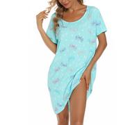 MIA LUCCE Camisones de Mujer Verano Algodon Camisón Mujer Verano Suave Estampado Vestidos de Casa Señora S-XXXL