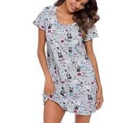 MIA LUCCE Camisones de Mujer Verano Algodon Camisón Mujer Verano Suave Estampado Vestidos de Casa Señora S-XXXL