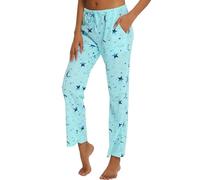 MIA LUCCE Pantalones de Pijama para Mujer Pantalones Suaves de Descanso para Mujeres Damas Ropa de Descanso con Bolsillos Pantalones Elásticos con Cordón Pantalones Ropa de Dormir S-XXL, XL