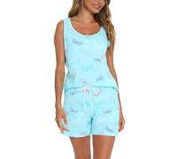 MIA LUCCE Pijama de verano para mujer, de algodón, sin mangas y pantalones cortos, suave y cómodo, Mariposa Negra, L