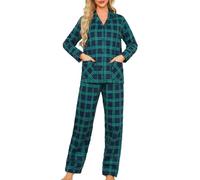 MIA LUCCE Pijama largo para mujer con botones, pijama de franela para mujer, parte superior suave y pantalones de pijama, traje de casa de dos piezas, tallas XS-XL, M