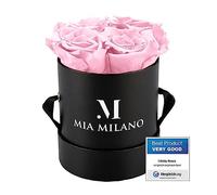Mia Milano ® Infitnity Rosas (Caja de Rosas) Caja con Flores I Regalo San Valentin I 5 años de duración (Medium, Negro Medium - Rosa)