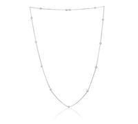 MIA SARINE Juego de bisel de plata de ley con circonita cúbica By the Yard de cadena de estación de 40,6 cm para mujer (40,6 cm, blanco), Metal, Circonia cúbica