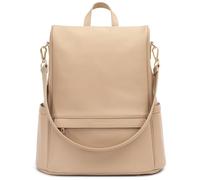 MIA + SOPHIA Mochila de cuero para pañales con cambiador, correas para cochecito, soporte para botellas, Beige Mia, L, Colección Mia