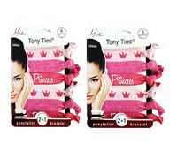Mia Tony Ties, 2 en 1 para el pelo, accesorio para el pelo + pulseras, coronas rosa claro, princesa rubor, rosa intenso, para mujeres y niñas, 2 unidades/12 unidades