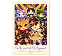 Mia und die Miezband (Wandkalender 2027 DIN A3 hoch), CALVENDO Monatskalender: Wilde Auftritte mit der coolsten Katzenband der Welt