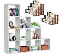 MIADOMODO® Estantería de Cubos - 10 Compartimentos, 129,5x29x129,5cm, Diseño Moderno y Resistente, Blanca - Estanterías de Almacenaje, Librero, Organizador de Zapatos, Separador de Ambientes
