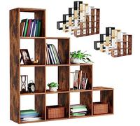 MIADOMODO® Estantería de Cubos - 10 Compartimentos, 129,5x29x129,5cm, Diseño Moderno y Resistente, Marrón - Estanterías de Almacenaje, Librero, Organizador de Zapatos, Separador de Ambientes