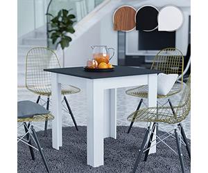 MIADOMODO® Mesa de Comedor - Cuadrada, 80 x 80 cm, de MDF, con Melamina, para 4 Personas, Robusta, Pequeña, Ligera, Minimalista, Moderna - Mesa para Cocina, Salón, Casa, Cafetería (Blanco/Negro)