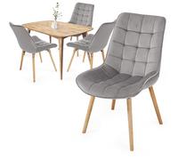 MIADOMODO® Silla de Comedor de Terciopelo - Juego de 2/4/6/8 Patas de Madera de Haya, Estilo Retro, Elección de Colores - Silla Escandinava para Salón, Cocina, Oficina (Juego De 4, Gris Claro)