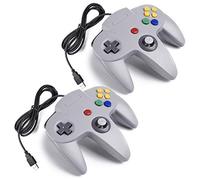 miadore 2 PCS Mando USB clássico para N64,Mando de joystick de juego remoto N64 para Windows PC,MAC,Raspberry Pi (gris)