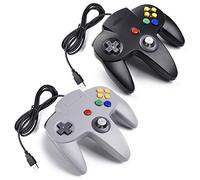 miadore 2 PCS Mando USB clássico para N64,Mando de joystick de juego remoto N64 para Windows PC,MAC,Raspberry Pi (En blanco y negro)