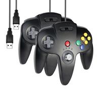 miadore 2 PCS Mando USB clássico para N64,Mando de joystick de juego remoto N64 para Windows PC,MAC,Raspberry Pi(negro)