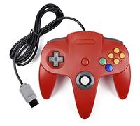 miadore Mando clásico N64, mando retro con cable joystick compatible con consola N64 (rojo)