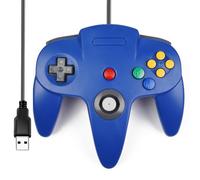 miadore Mando N64 con cable USB, Gamepad joystick clásico N64 compatible con Windows PC, Mac, Linux, Raspberry Pi 3 (azul)
