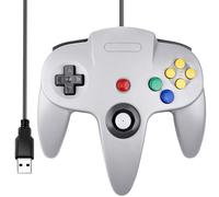 miadore Mando N64 con cable USB, Gamepad joystick clásico N64 compatible con Windows PC, Mac, Linux, Raspberry Pi 3 (gris)
