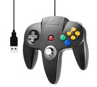 miadore Mando N64 con cable USB, Gamepad joystick clásico N64 compatible con Windows PC, Mac, Linux, Raspberry Pi 3(negro)