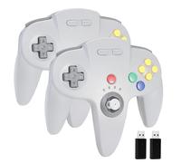 miadore Pack de 2 mando N64 Pro para Switch 1/2/Switch Online/OLED/Lite,Plug & Play,receptor USB de 2,4 GHz, batería de 500 mAh,Mando Switch compatible con Windows PC, Mac Raspberry Pi (gris)
