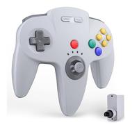 miadore Wireless N64 Controller With 2.4GHz N64 Receiver,Plug & Play | Gamepad con joystick de precisión 3D, Rumble integrado y batería de 500 mAh, compatible con consola N64 (gris)