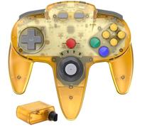 miadore Wireless N64 Pro Controller für N64 Konsole(Klar gelb) | Controlador de juego con receptor N64 de 2.4 GHz, recargable, Plug & Play, Rumble integrado y batería de 500 mAh