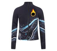 Miaeowve Chaqueta térmica para niños, ropa de patinaje sobre hielo para niñas, con strass, lentejuelas, sudadera con cremallera, manga larga, con rayas, estilo patchwork, sudadera deportiva, Azul D