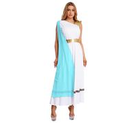 Miaeowve Disfraz de mitología griega para mujer, vestido de diosa romana, elegante Cleopatra, vestido maxi metálico, patchwork, vestido de baile, elogio, Grecia, disfraz de carnaval, azul claro, XXL