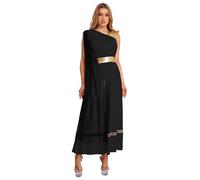 Miaeowve Disfraz de mitología griega para mujer, vestido de diosa romana, elegante Cleopatra, vestido maxi metálico de patchwork, vestido de baile, elogio, Grecia, disfraz de carnaval, negro, 3XL