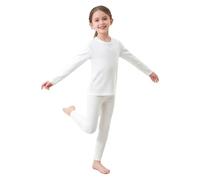 Miaeowve Juego de ropa interior térmica para niños y niñas, forro polar cálido, ropa interior de esquí, parte superior suave y pantalones térmicos, 2 piezas, ropa interior deportiva de invierno
