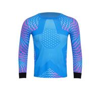 Miaeowve Maillot de portero para niños con acolchado, manga larga, camiseta de fútbol, camiseta de entrenamiento, camiseta interior, uniforme, ropa de portero, azul claro, 134-152