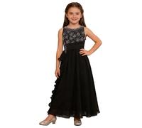 Miaeowve Vestido de fiesta para niña con diamantes de imitación y purpurina, líneas A, vestido de niña de flores, sin mangas, vestido de dama de honor, vestido de cumpleaños, comunión, Negro , 170