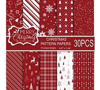 MIAHART Juego de 30 hojas de papel con diseño de Feliz Navidad, tamaño A4, 10 diseños, papel decorativo para festivales, manualidades, doble cara, para hacer tarjetas
