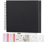 Miaikoe Álbum de recortes de 12.4 x 12.4 pulgadas, tapa dura, papel kraft en blanco, con 40 hojas, libro de recuerdos para familia, boda, fotografía, aniversario (negro)