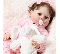 MIAISHUVO Reborn Baby Doll Girl 20 pulgadas, muñeca de silicona realista pintada a mano con 2 juegos de ropa, botella, chupete, pañales y certificado de nacimiento