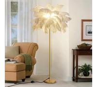 MiaJJooLi Lámpara de pie para sala de estar de pie, plumas de avestruz, lámparas de pie LED para adolescentes y niñas con bombilla G4