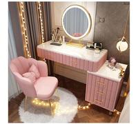 MiaJJooLi Tocador con LED lámpara Espejo Silla de Terciopelo,Tocador con cajones Espacio de Almacenamiento para Clientes y dormitorios de niñas