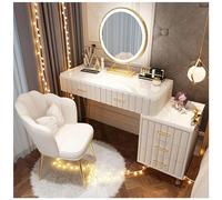 MiaJJooLi Tocador con LED lámpara Espejo Silla de Terciopelo,Tocador con cajones Espacio de Almacenamiento para Clientes y dormitorios de niñas