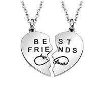 MiaLover 1 par de collares de amistad de acero inoxidable para mejores amigos, collares de amistad para mejores amigos para siempre, joyería para mejores amigos, Acero inoxidable