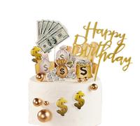 MiaLover 19 piezas de decoración para tartas de dólar acrílico Happy Birthday Cake Topper Cupcake Picks Pastel Decoración de Pasteles para Hombres Extrañar Cumpleaños Fiesta Decoraciones
