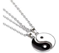 MiaLover 2 piezas Yin Yang Par Collar Taichi BFF Cadena Collares de la Amistad Joyas para Socios, Collares para Mejores Amigos, Amantes y Regalos para Parejas (Plata)